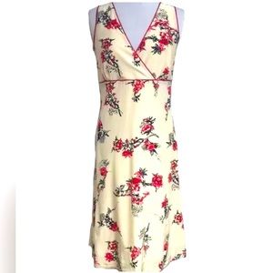 Vintage Silk Red And Ivory Floral Silk Dress